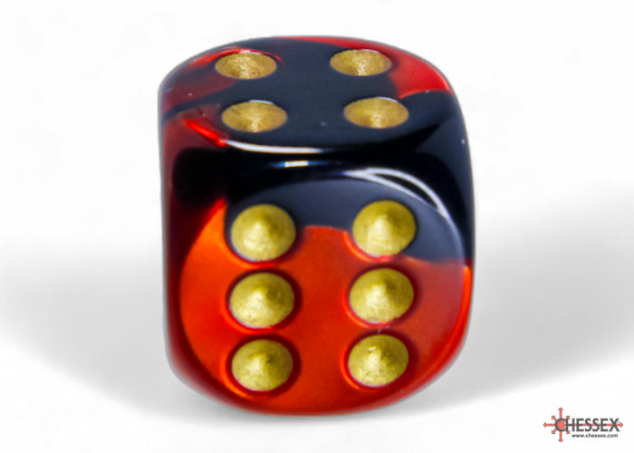 Chessex Gemini Black-Red/gold 16mm D6 (12 Dice)