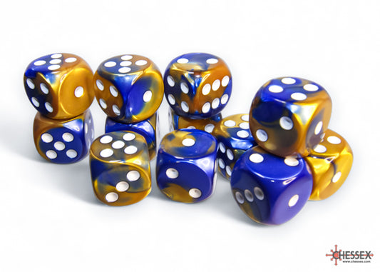 Chessex Gemini Blue-Gold/White 16mm D6 (12 Dice)