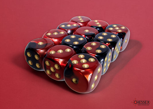 Chessex Gemini Black-Red/gold 16mm D6 (12 Dice)