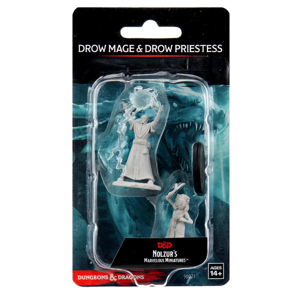 D&D Nolzur's Marvelous Miniatures: Unpainted Minis- Wave 12- Drow Mage & Drow Priestess